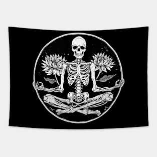 Skeleton Meditation Lotus Tapestry