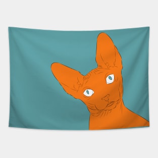 Orange Sphynx Cat Tapestry