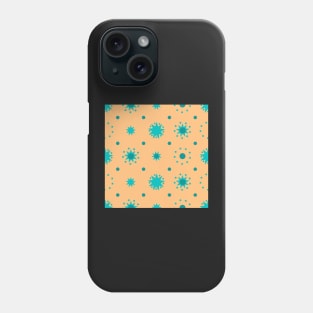 Suns and Dots Cyan on Pale Orange Repeat 5748 Phone Case