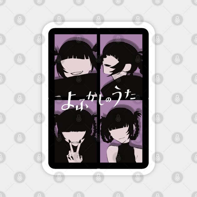 Call of the Night Anime Characters Nazuna Nanakusa Faceless in Cool 4  Panels Pop Art Style with Yofukashi no Uta Kanji or Japan Text - Call Of  The Night - Magnet