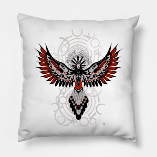 Native Divine Crow Woman Pillow