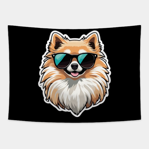 Pomeranian Christmas Drawing Tapestry by FluffigerSchuh