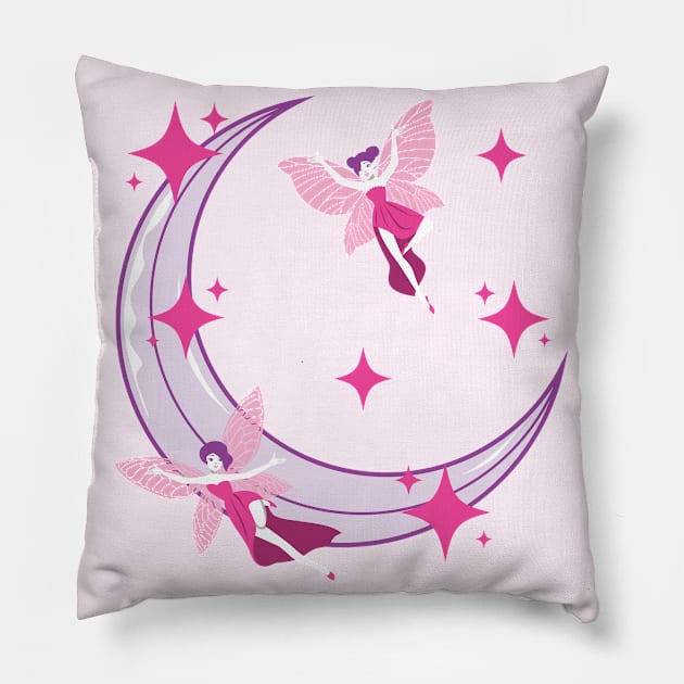 Fairycore Aesthetic Fairy Moon Fairies Pastel Goth Pillow by Alex21