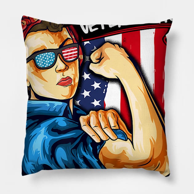 Veterans day Gift Veteran Girl Pillow by Barnard