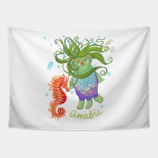 Amabie Yokai to Protect You, white Tapestry