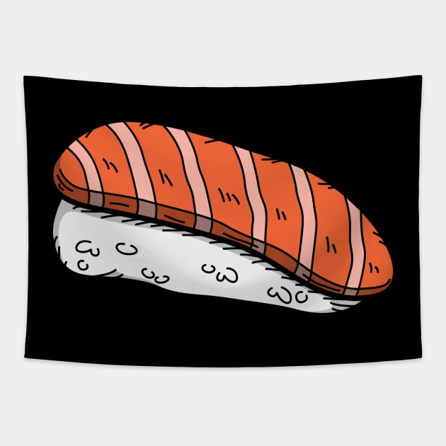 Yummy Salmon Nigiri Sushi Japanese Food Maki Temaki Uramaki Sashimi Wasabi Design Gift Idea Tapestry by c1337s