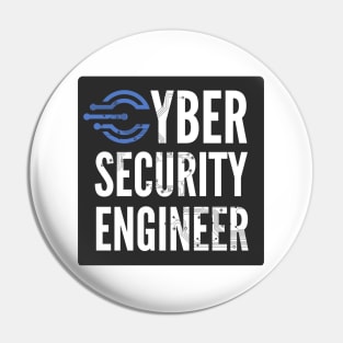 Cyber Security Engineer Blue Circuits Black Background Pin