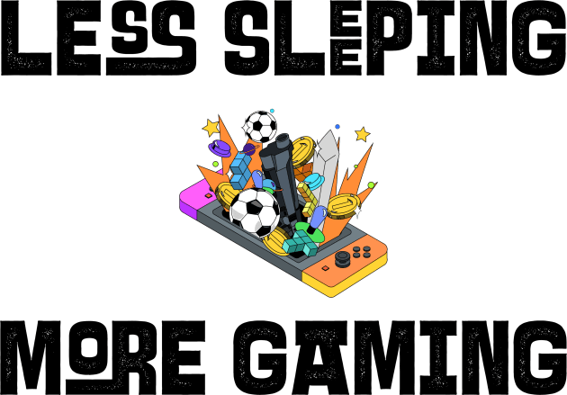 Less Sleeping More Gaming Kids T-Shirt by Whimsical Bliss 