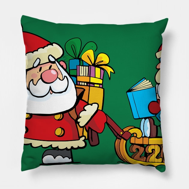 Santa Claus pulls a sledge Pillow by duxpavlic