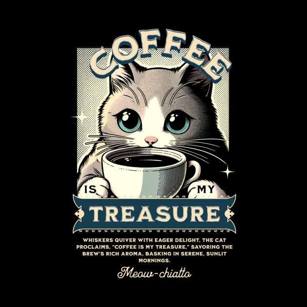 Coffee Is My Treasure Cat Design by Conversion Threads