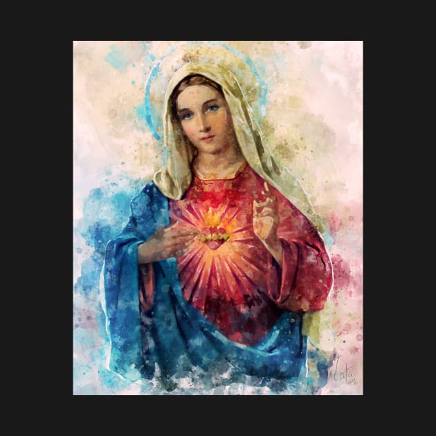 Immaculate Heart of Mary Watercolor Beautiful | Nice Religious gift by pavelrmata