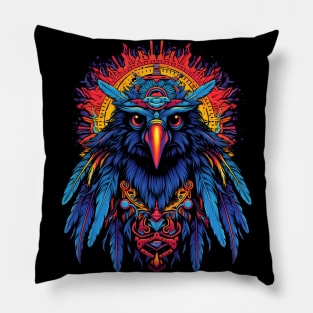 Psychedelic DMT Art Crow Portrait Pillow