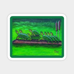 Turtles on a Log Magnet