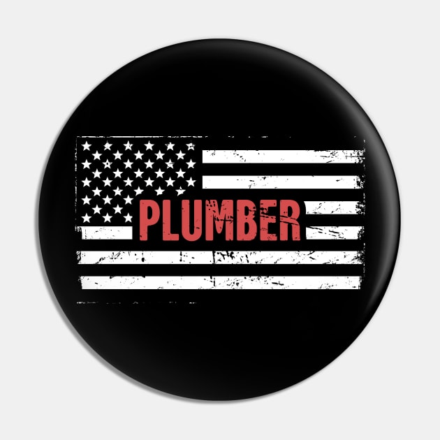 American Flag | Plumber Gift Pin by MeatMan