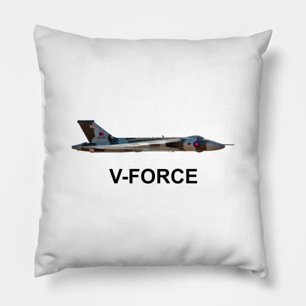 Avro Vulcan - V-Force Bomber Pillow by SteveHClark