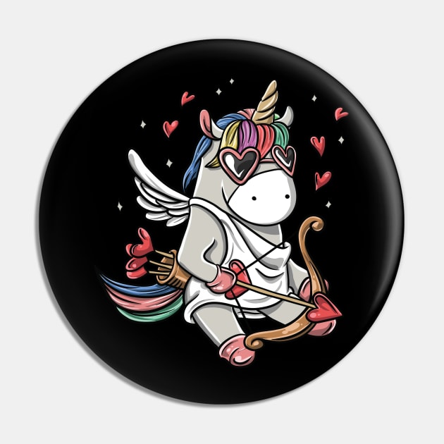 Cute Cupid Unicorn Valentine's Day Love Heart Gift T-Shirt Pin by Freid