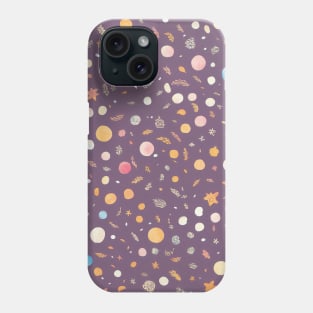 Lovely hand drawn space seamless pattern with planets and stars, cute background Phone Case