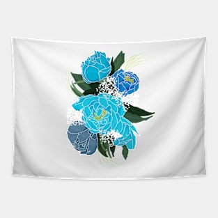 Blue Peonies Tapestry