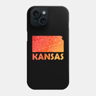 Colorful mandala art map of Kansas with text in red and orange Phone Case