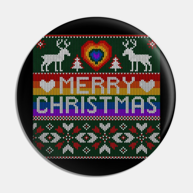 LGBT Christmas Ugly Sweater Gay Lesbian Pin by AllWellia