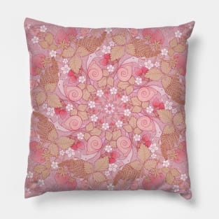 Strawberries & snails - pale pink Pillow