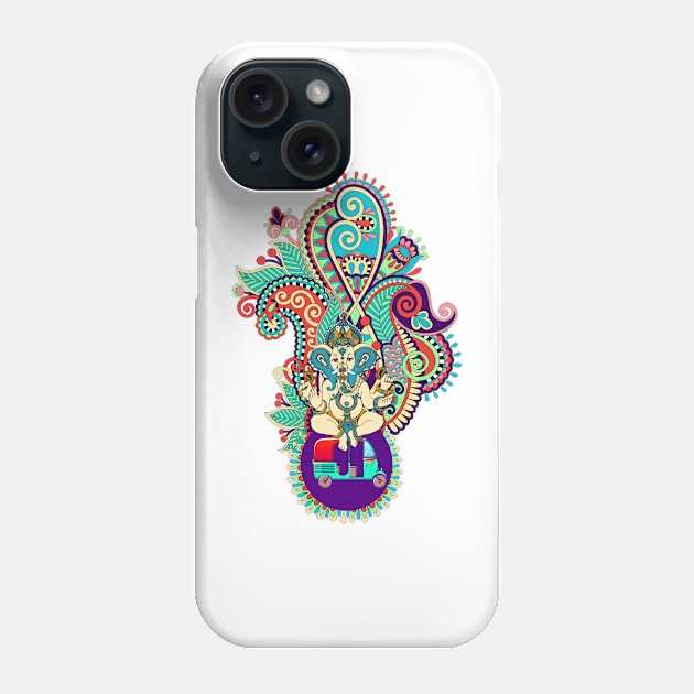 Ganesh Elephant God Paisley and TukTuk Phone Case by TammyWinandArt