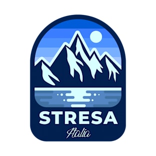 Stresa Italia mountains landscape badge T-Shirt