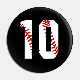 Baseball Number 10 #10 Baseball Shirt Jersey Favorite Player Biggest Fan Pin