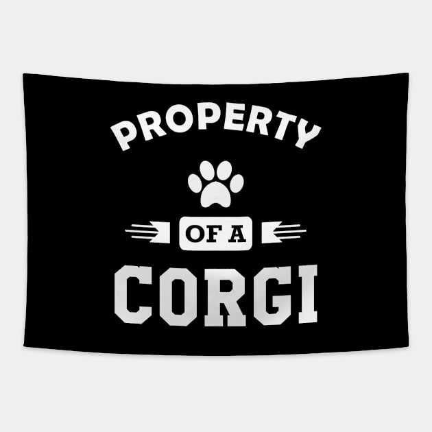 Corgi Dog - Property of a corgi Tapestry by KC Happy Shop