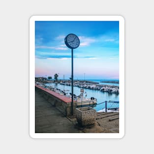 Seaport Clock Boats Summer Sunset Italy Magnet