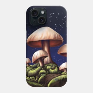 Mushrooms in a starry night Fantasy Phone Case