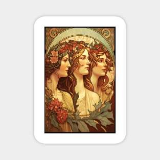 Three Autumn Sisters - Art Nouveau Magnet