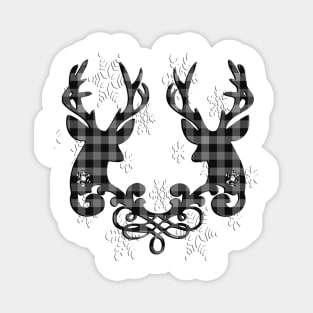 Buffalo Checked Reindeer & Snowflakes, Cute Winter Season Farmhouse Christmas Magnet