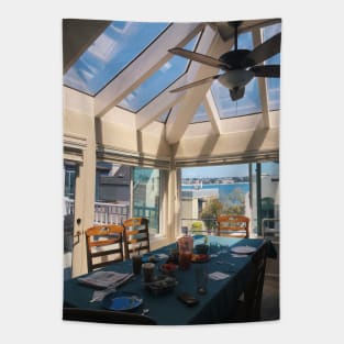 Peaceful Morning in California Beach House Tapestry