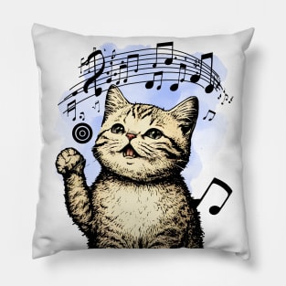 Happy Music Cat Pillow