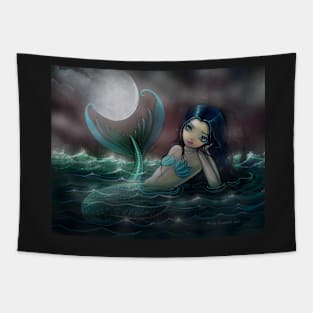 Moonlit Creek Mermaid Fantasy Art by Molly Harrison Tapestry