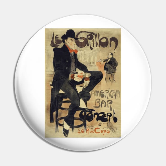 Vintage Poster for Le Grillon (the Cricket), American Bar by Jacques Villon Pin by Naves