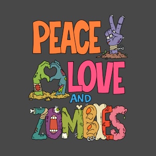 Peace, love and zombies - Halloween Gift T-Shirt