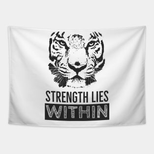 Tiger Illustration Saying Motivation Strength Tapestry