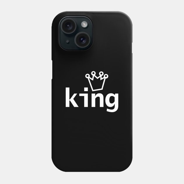 King Crown Typography White Text Phone Case by ellenhenryart