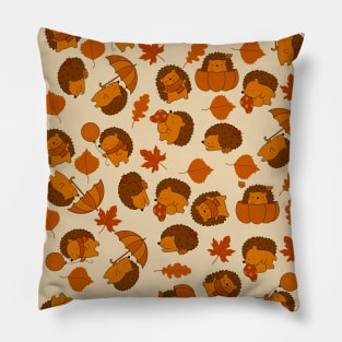 Funny Fall Hedgehogs Pillow