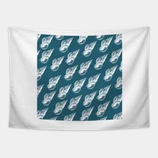 tulip shell aloha print pattern blue teal and white Tapestry