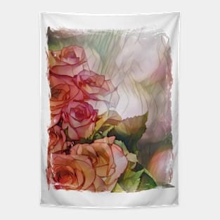 Red Roses Stained Glass Pattern Tapestry