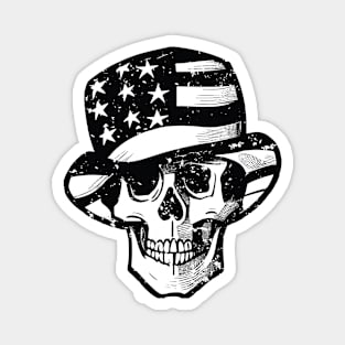 Skull Wear USA Hat BW Magnet