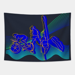 Triathlon Silhouettes Tapestry