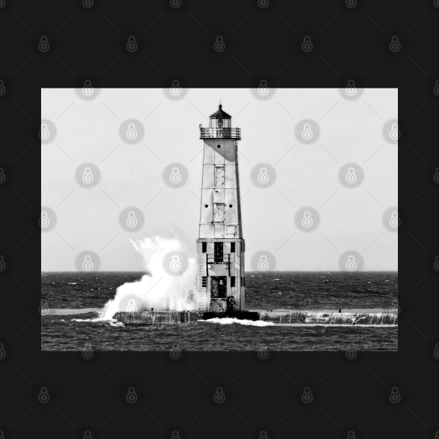 Frankfort "North Breakwater" Lighthouse - Black & White by Colette22
