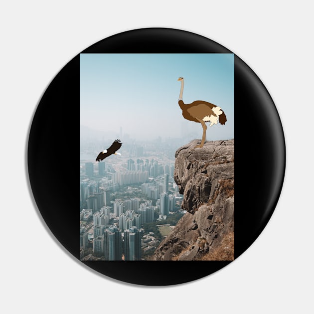 Ostrich standing on Cliff Pin by lavprints