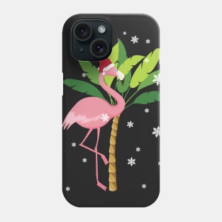 Cute Pink Flamingo Tropical Beach Santa Hat Phone Case