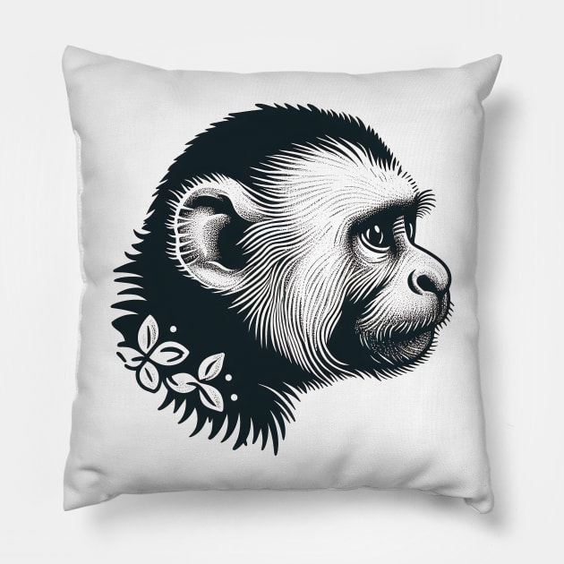 Sad Capuchin Monkey Pillow by SimpliPrinter