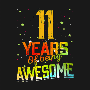 11th Anniversary Gift Vintage Retro 11 Years Of Being Awesome Gifts Funny 11 Years Birthday Men Women T-Shirt